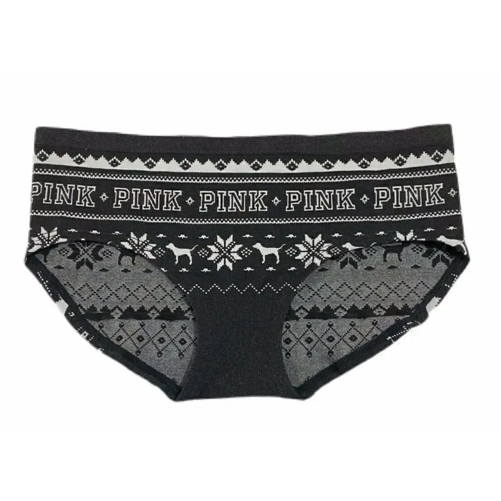 Victorias Secret Pink Discontinued Seamless Thick Hipster Panty black white S